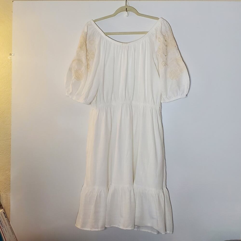 Knox Rose Off the shoulder white tiered midi dress Size XL Great condition - Picture 2 of 15